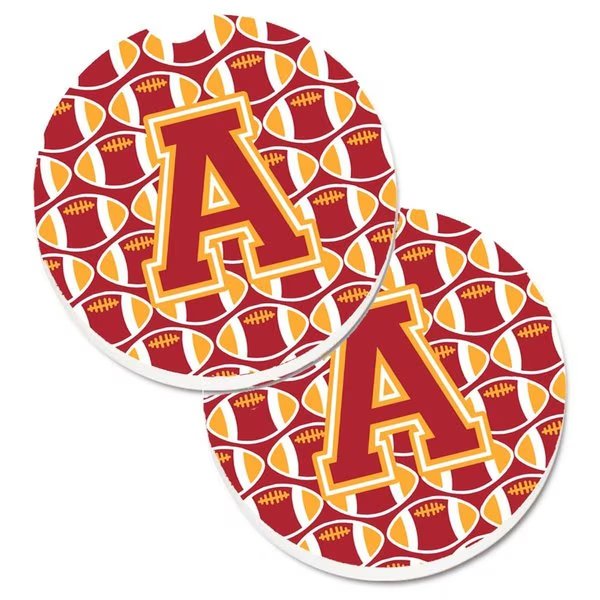 Letter A Football Cardinal and Gold Set of 2 Cup Holder Car Coaster, Carolines Treasures, Mfr#: CJ1070-ACARC